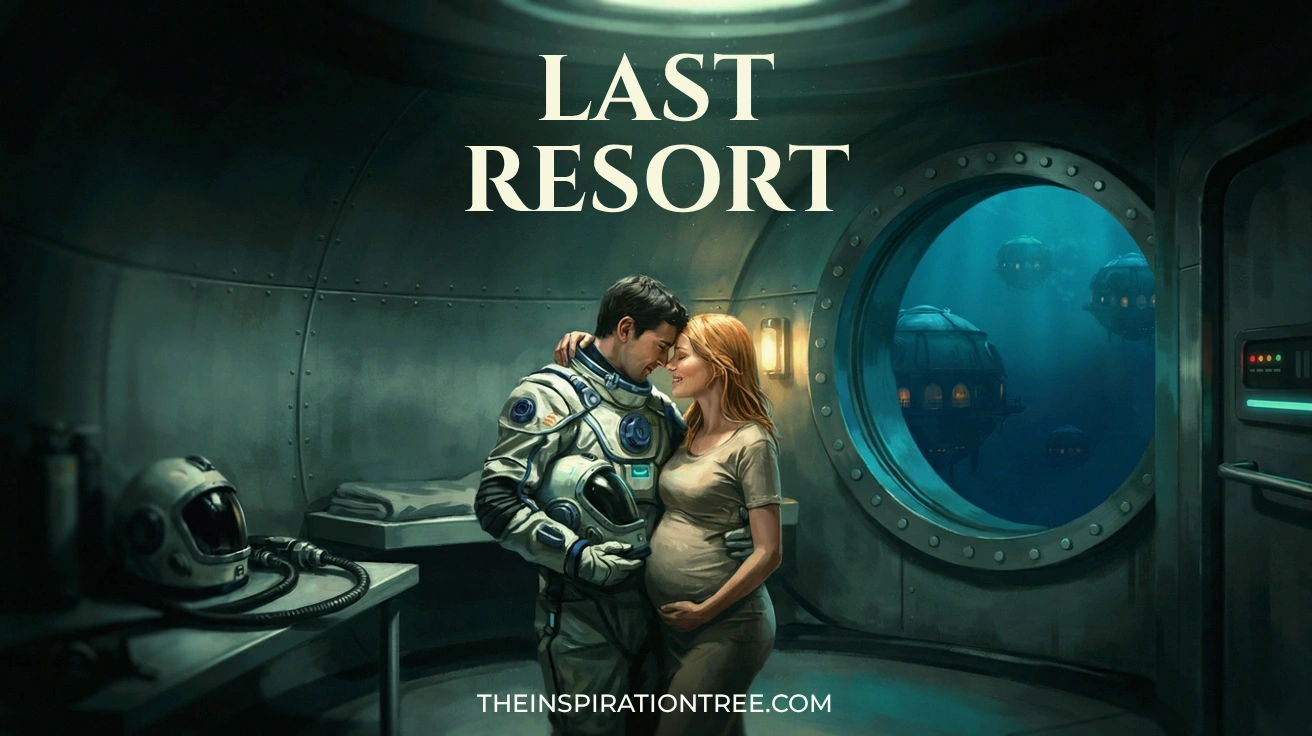 an deep sea diver kisses his pregnant wife
