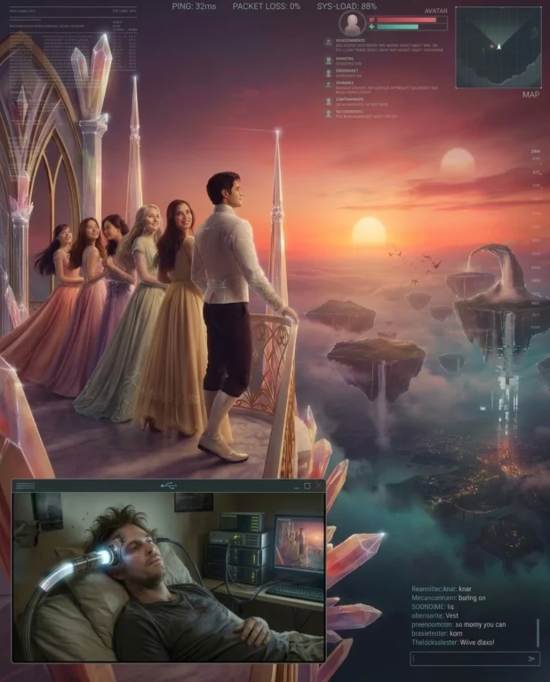 Scott enjoys the luxurious private virtual world he created to give himself the perfect body, home, relationships, and life.