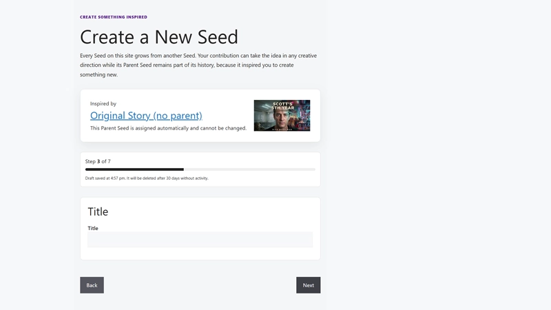 web page showing how to add a title to Seed Submissions